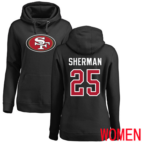 San Francisco 49ers Black Women Richard Sherman Name and Number Logo 25 Pullover